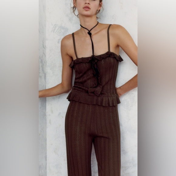 Co ord set brown top and trouser - Picture 2 of 5